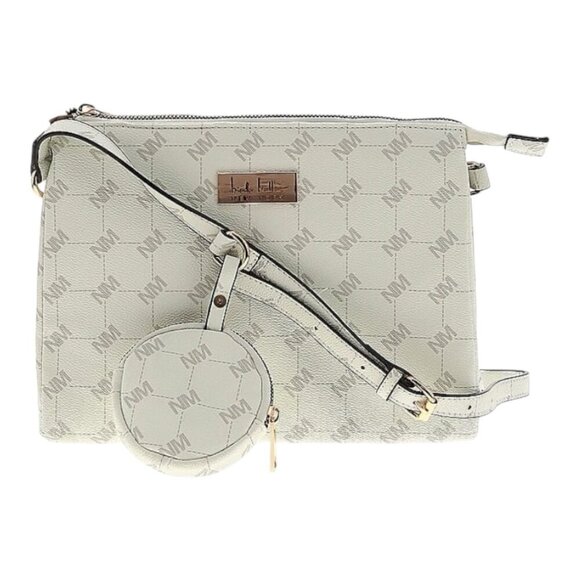 Nicole Miller Handbags - Nicole Miller Crème Gold Logo Hardware Shoulder Crossbody Bag Purse w Pouch NWT